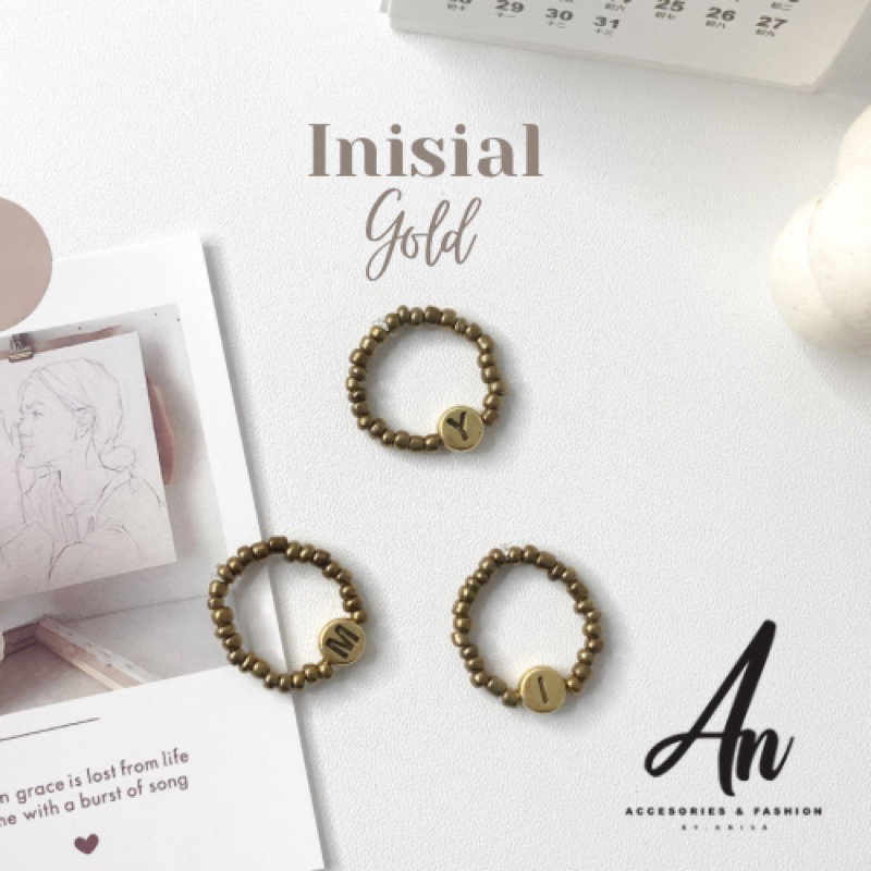 BEADS RING INISIAL | Cincin manik