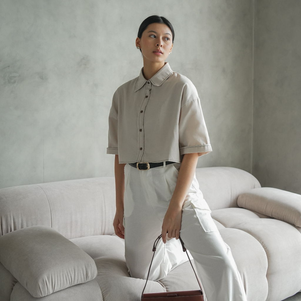 WEARCAID - Matt Shirt | Atasan Wanita Crop | Kemeja Crop Wanita