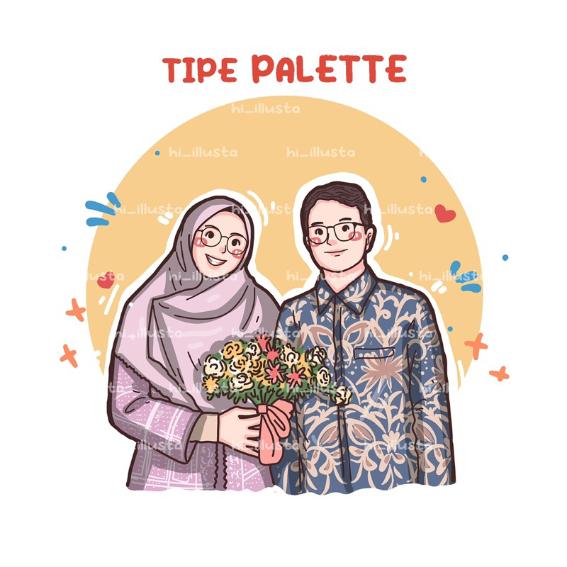 Ilustrasi kartun Tipe Palette 1 hari jadi foto unik foto lucu