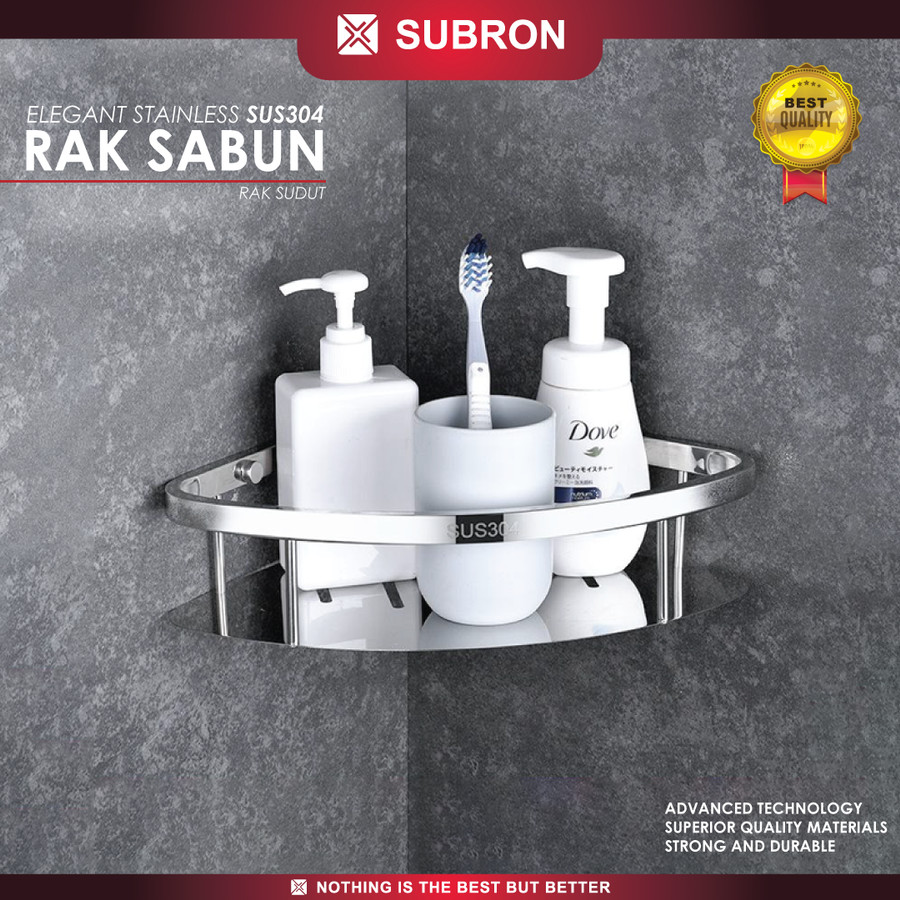 Rak Sabun Sudut Stainless 1 Susun Tempat Shampoo Dinding - SUBRON SUS304