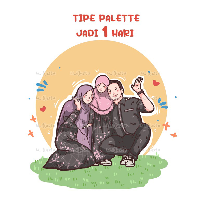 ilustrasi digital  TIPE PALETTE / ilustrasi wajah / ilustrasi murah/ kartun wajah / vektor / edit foto murah/ jasa edit