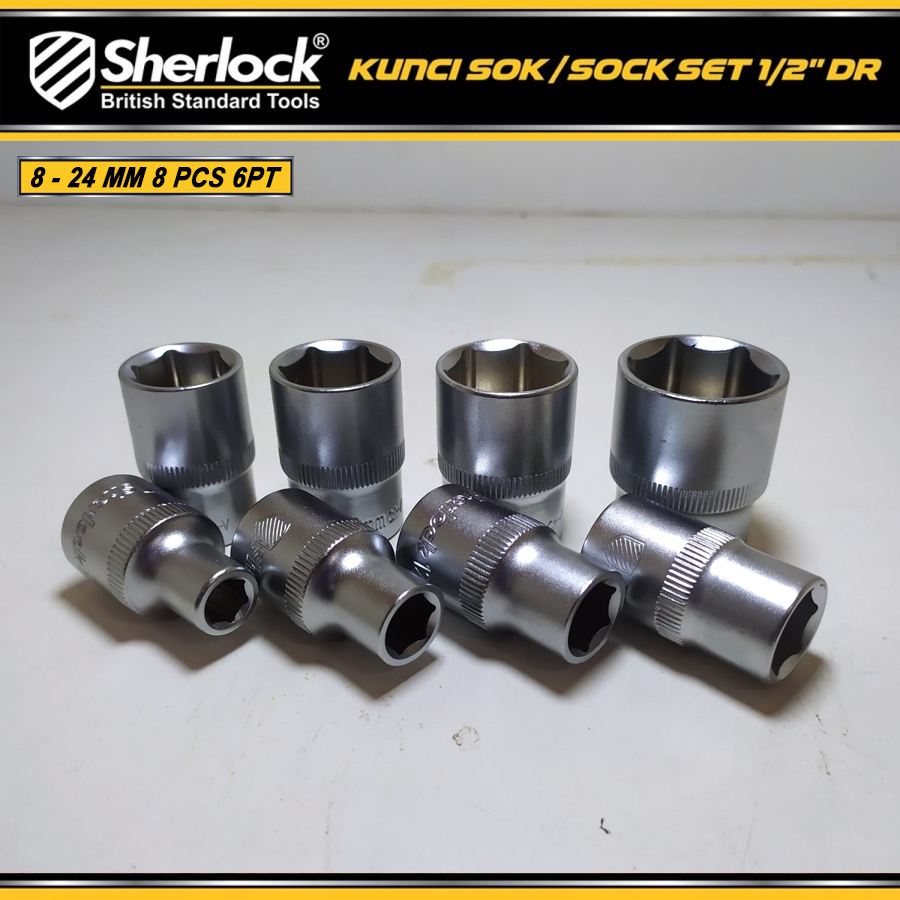 Kunci Shock Set 8 pcs Original Sherlock Sok/Sock Set 8-24 mm 1/2 inch 6PT