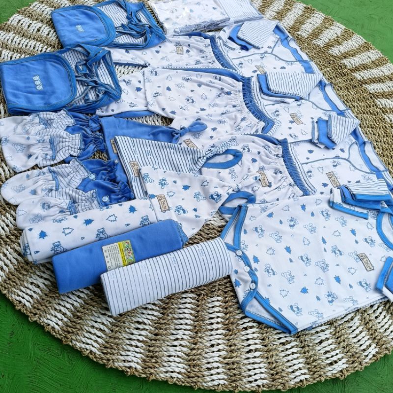 51 PCS Perlengkapan Bayi Baru Lahir Lengkap Paket Brojol Baby Newborn Seri Biru talitababywear