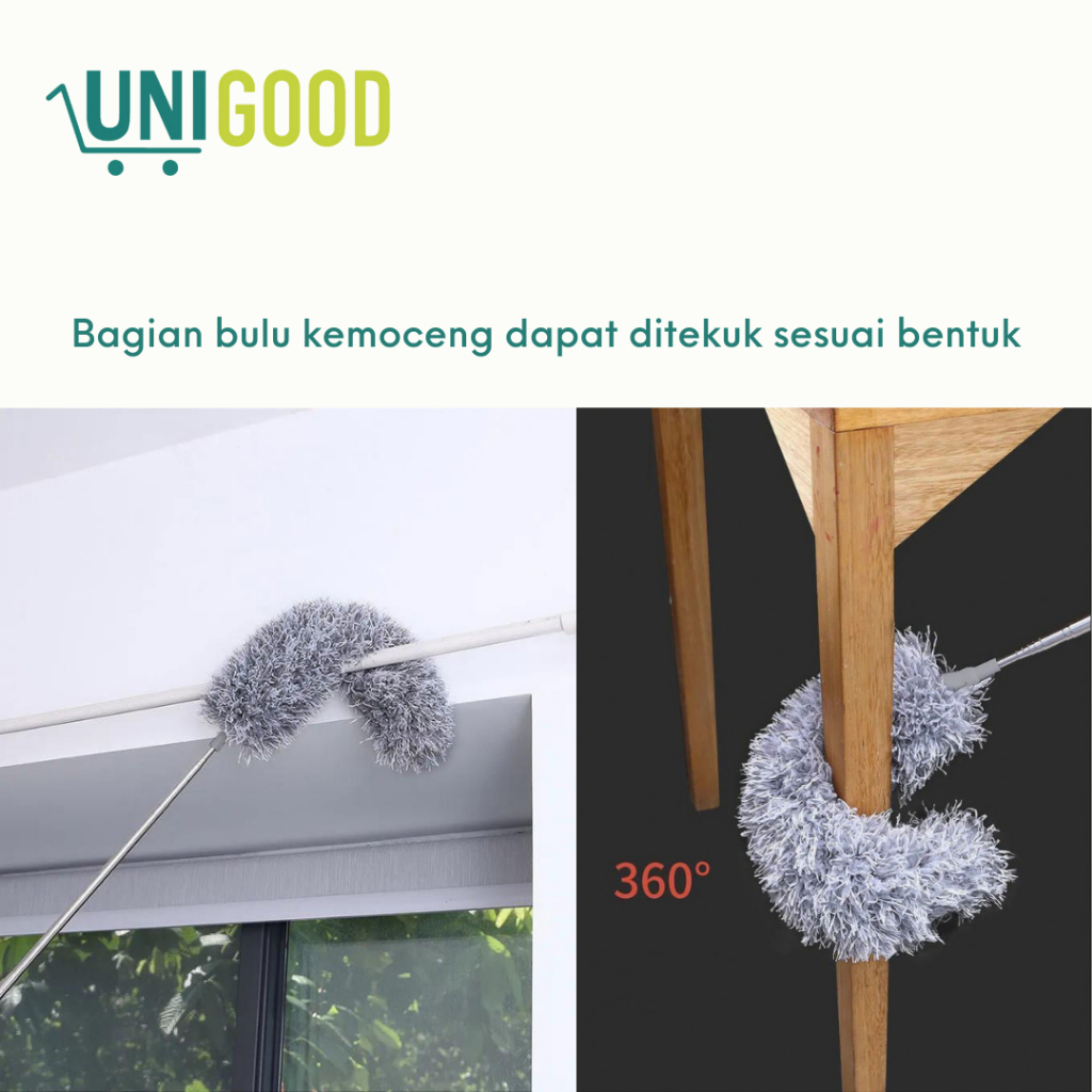 UNIGOOD - Kemoceng Flexible Gagang Panjang Adjustable Pembersih Debu Microfiber Dapat Ditekuk