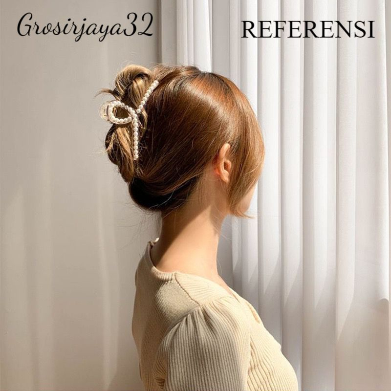 (GROSIRJAYA32) JEPITAN JEDAI MUTIARA BENING DOFF 9,5CM JEPIT RAMBUT SALON KOREA MATTE MODEL MUTIARA BULAT PEARL