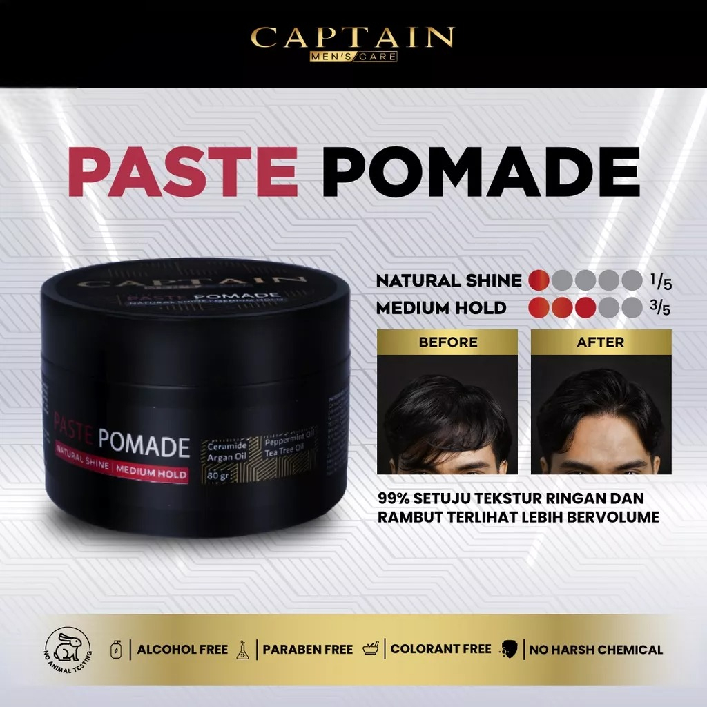 CAPTAIN Paste Pomade - Minyak Wax Styling Penambah Volume Peringan Tekstur Rambut Pomade