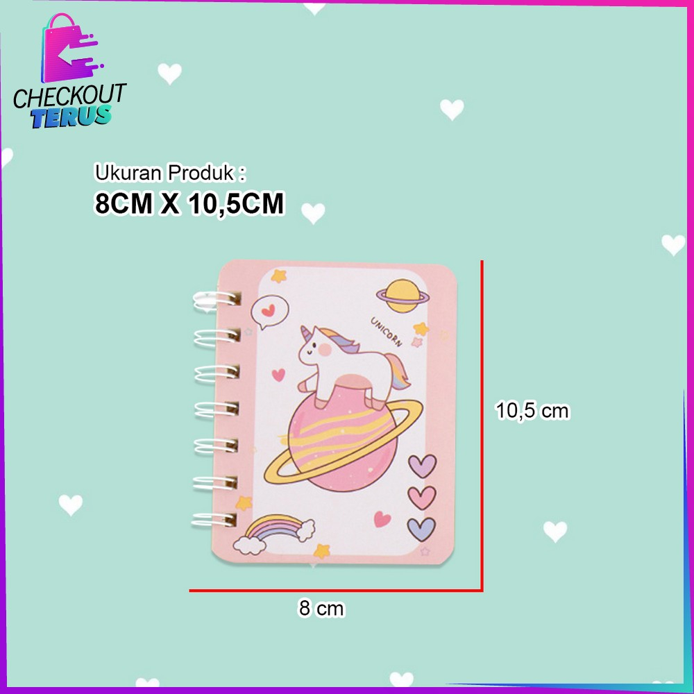 CT A58 Buku Catatan Kartun Memo Kecil A7 80 Lembar Portable Buku Kecil Notebook Ring Motif Mini Book