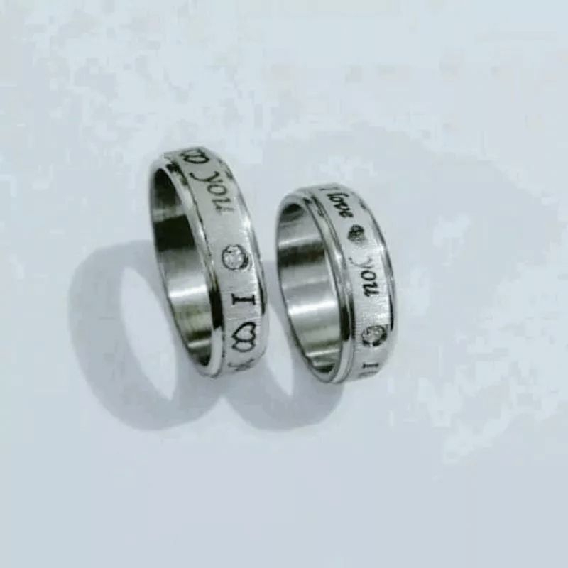 Cincin Couple Perak Silver Titanium i Love you HARGA SATUAN