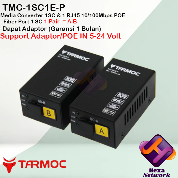 Tarmoc TMC-1SC1E-P | 1 FO 1 LAN 10/100Mbps POE IN 5-24V HTB 3100 A+B ( HTB Mini )