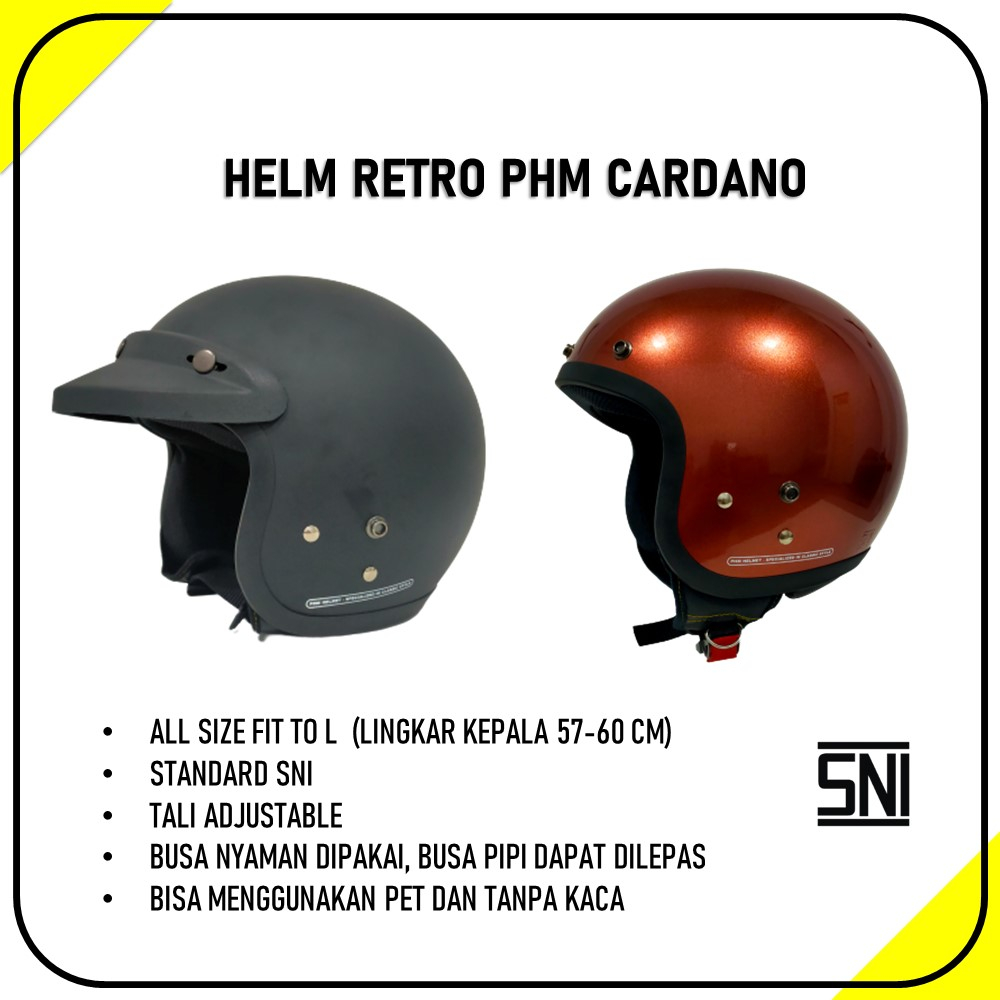 Helm Retro Bogo PHM Cardano Tanpa Kaca