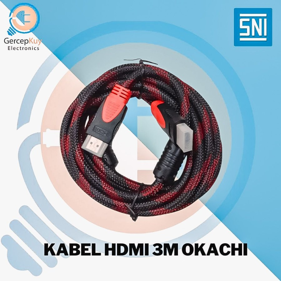 Kabel HDMI to HDMI 3 Meter Versi 1.4 OKACHI