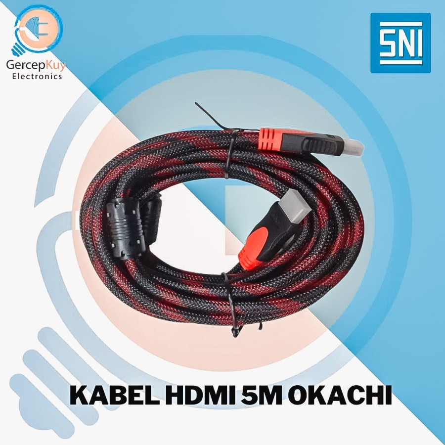 Kabel HDMI to HDMI 5 Meter Versi 1.4 Okachi