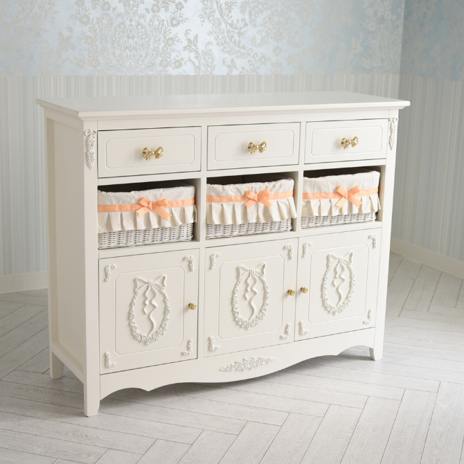 lemari rotan panjang 111cm putih 3 laci kabinet rotan estetik aesthetic rotan asli baju cirebon