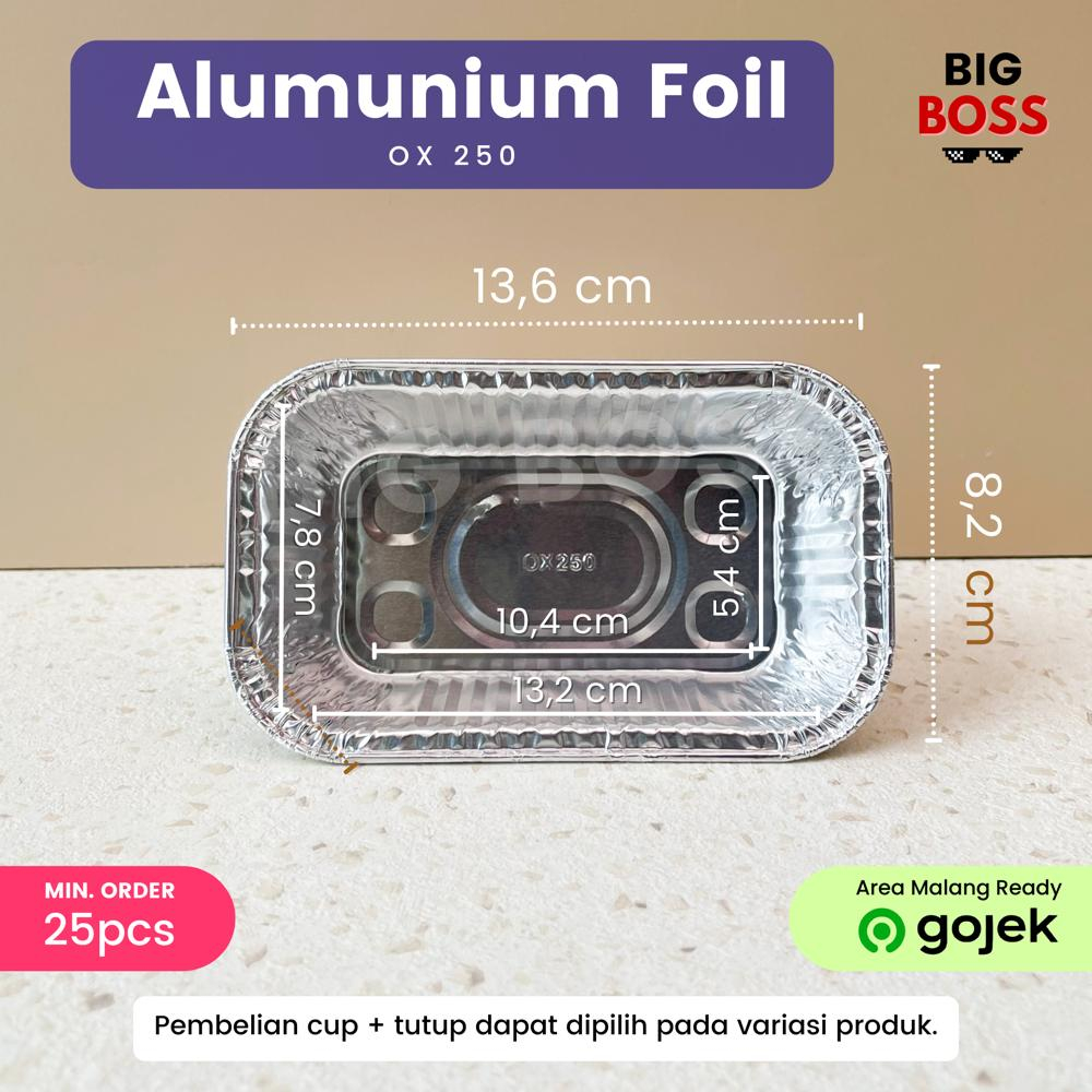 Aluminium Foil Tray OX-250 + Tutup Cup Macaroni Schotel / Pastel Tutup / Baked Lasagna Mentai / Klapertart 250ml