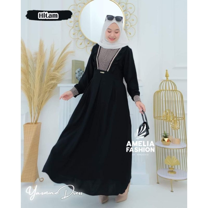 GAMIS CANTIK YASMINE DRESS BY AMELIA FASHION OUTFIT CRINGKLE TERBARU KEKINIAN