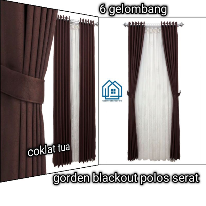 Gorden Tinggi 250cm 6 Gelombang Bahan Blackout Polos Serat Tirai Gordyn Jendela Minimalis Dekorasi I