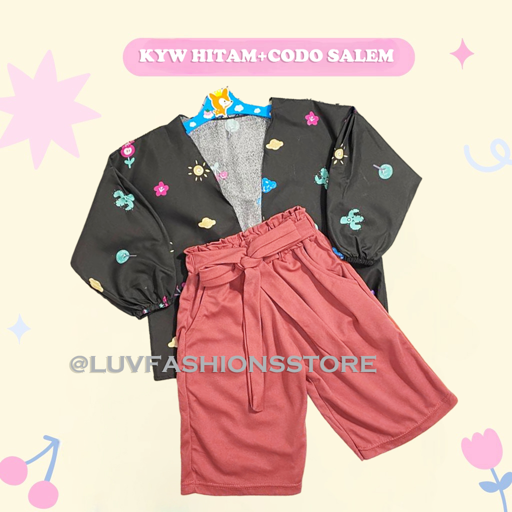 IL - SETELAN ANAK PEREMPUAN KIYOWO OUTER COMBI CELANA MODEL TALI PINGGANG / ONESET ANAK CEWEK TERBARU