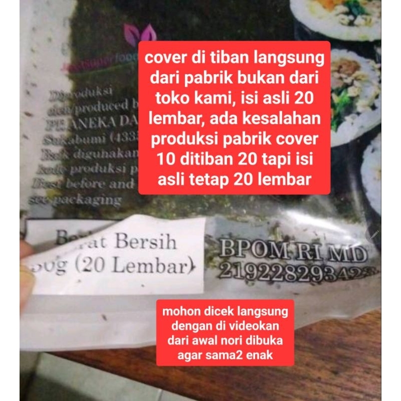 Paket bahan sushi nori 20 lembar dan bambu 1pc makisu rumput laut bento seaweed murah