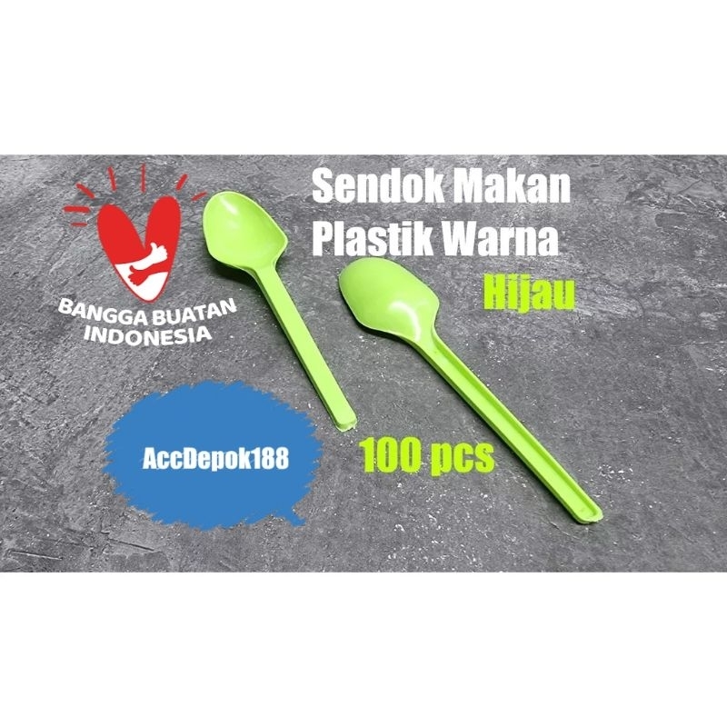 SENDOK MAKAN / SENDOK PLASTIK PANJANG TEBAL WARNA WARNI MEREK 3 STAR / BIG SPOON ISI 100 PCS WARNA BENING / UNGGU / PINK / HIJAU / ORENG / KUNING / BIRU / MERAH