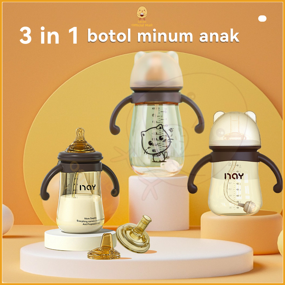 Lacoo Botol minum bayi anak silikon Training cup baby karakter Sippy cup bpa free