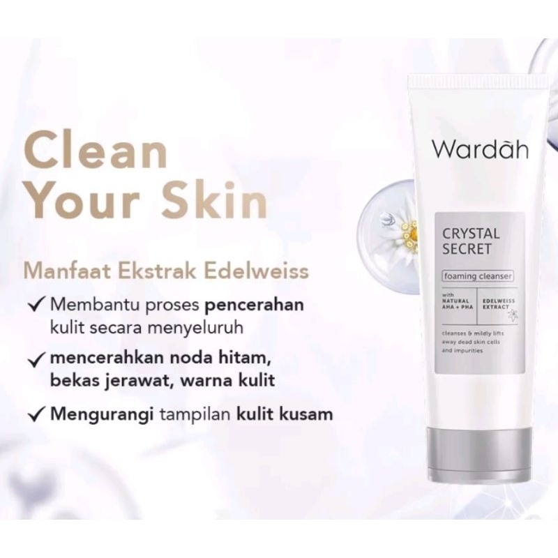 WARDAH Crystal Secret Foaming Cleanser | White Secret Facial Wash With Natural AHA 100ml