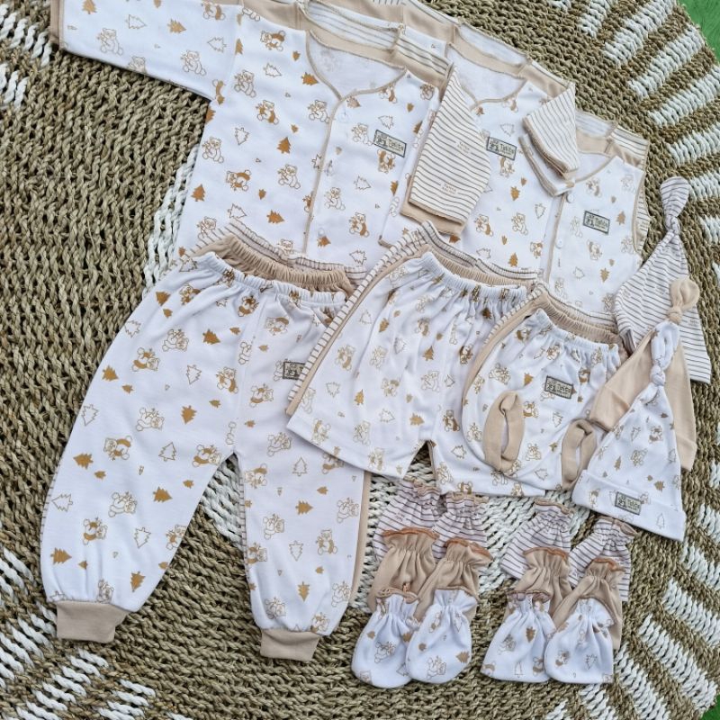 27 PCS Paket Hemat Baju Bayi Baru Lahir Paket Baju Newborn Seri Coklat talitababywear