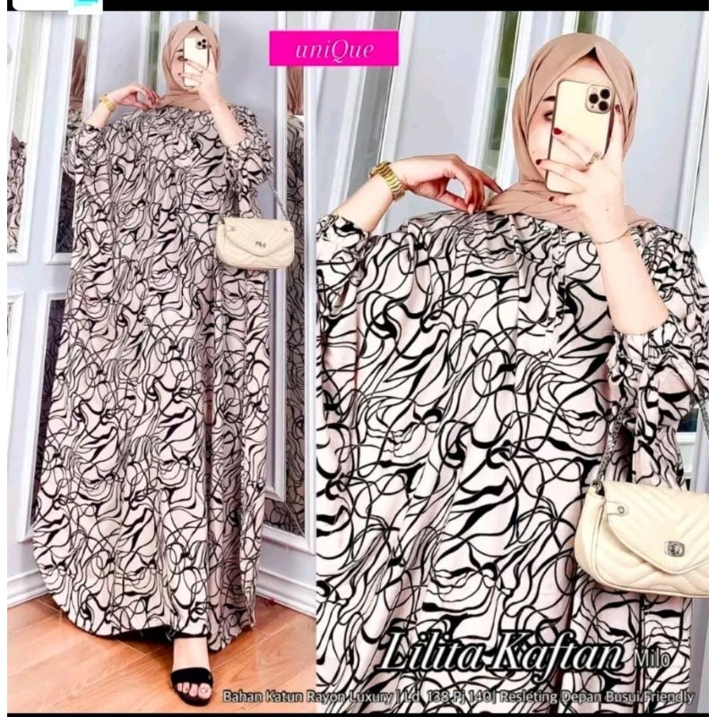 TERBARU GAMIS KAFTAN LILITA BAHAN RAYON GRADE ADEM HALUS BUSUI FRENDLY BISA COD