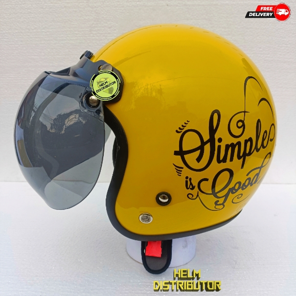 HELM BOGO PREMIUM DEWASA MOTIF SIMPLE GOOD KACA FLAT DAN CEMBUNG SNI COD