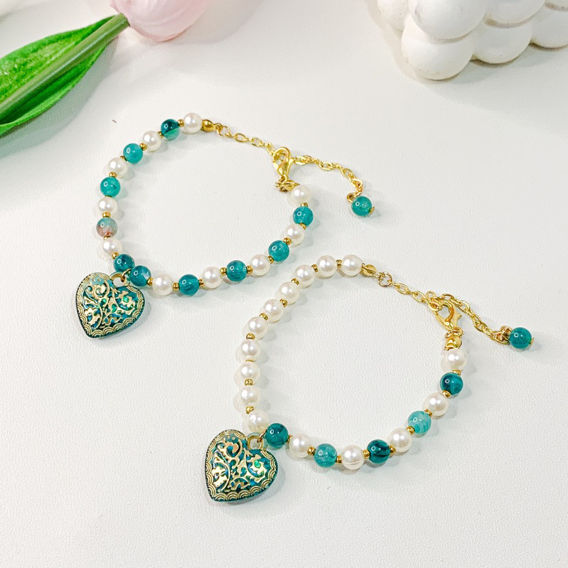 Lyra Bracelet / Gemstone Bracelet / Gelang Batu Alam / Gelang Mutiara Giok / Gelang Tangan Wanita / 