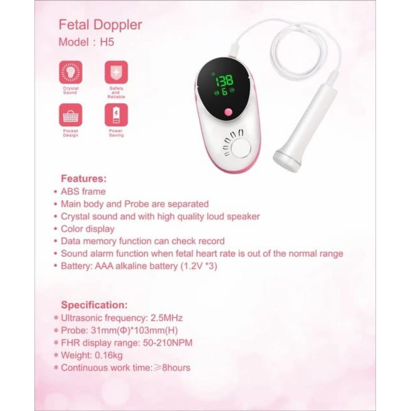 KIMO Fetal Doppler Alat Cek Detak Jantung Janin Bayi LCD &amp; Sound