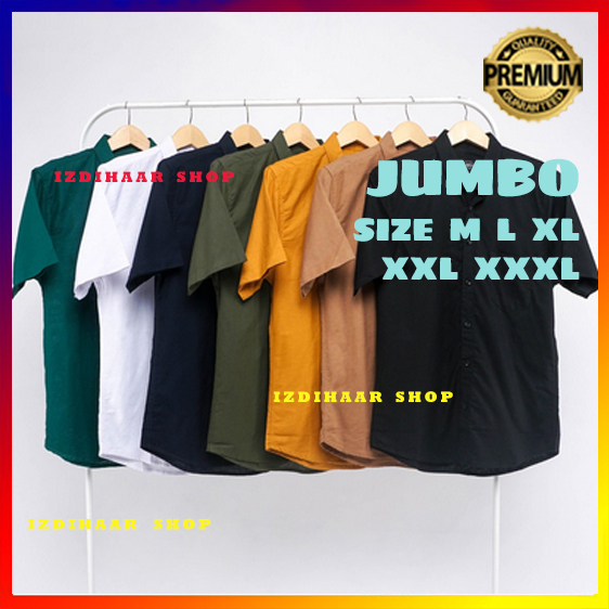 Kemeja Pria Lengan Pendek Polos Katun Merah Maron Marun JUMBO XXXL