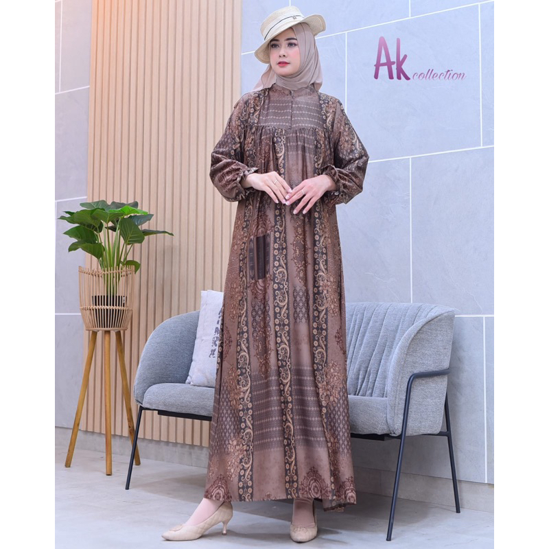 Asyifa Dress |Gamis Motif Pesta Terbaru|Gamis Raya Bahan silk premium|Busui ( JUMBO READY )