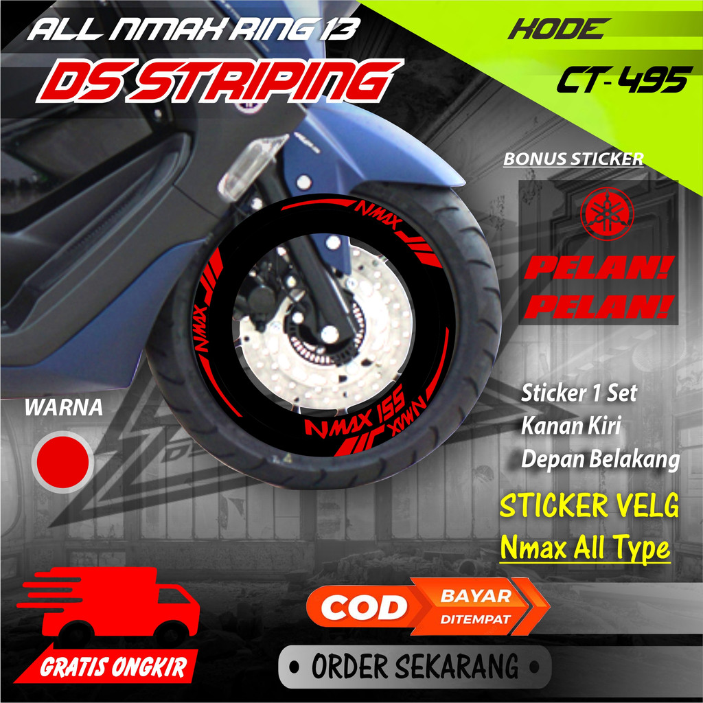 Ct-495 Stiker Cutting Pelek motor variasi Nmax Ring 13