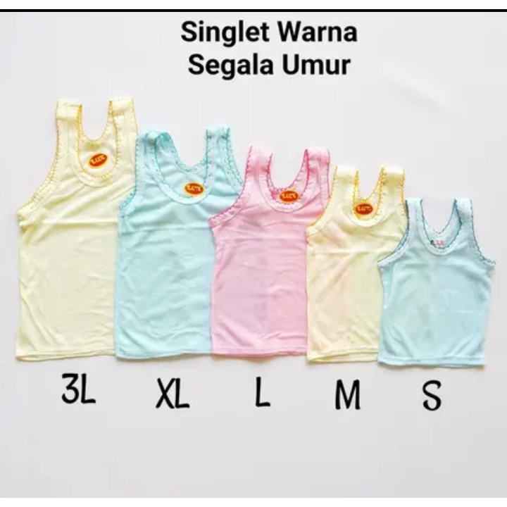 Satohama- (3L-XL )12 Pcs 1 lusin Singlet Anak Bayi Kiki ( Panda ) / Singlet Anak / Singlet Murah