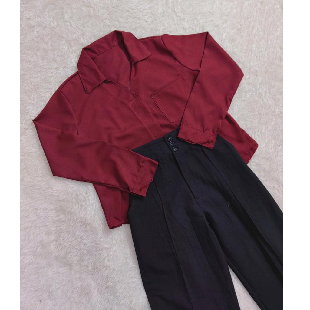 MIA STORY FASHION Setelan Blouse Kazuha + Pants Kulot Tiffany (WAJIB NOTES WARNA CELANA) One Set Fas