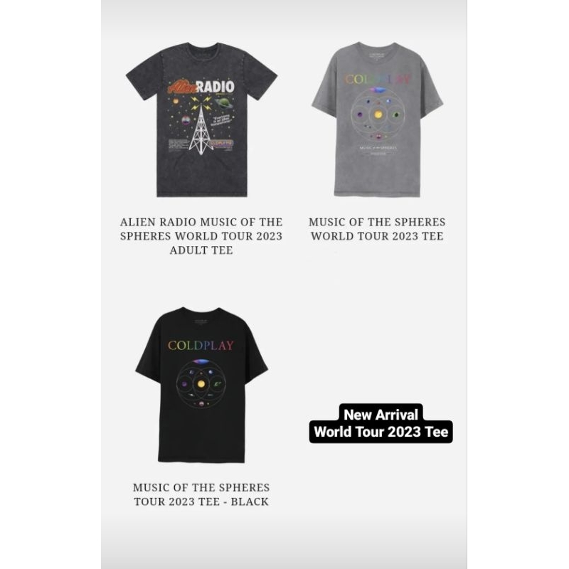 COLDPLAY World Tour 2023 Tee Original Official Merchandise