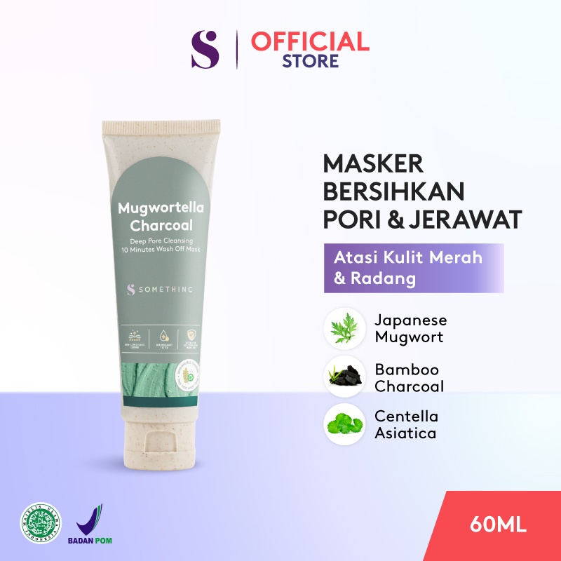 ✨ AKU MURAH ✨ Somethinc Mugwortella Charcoal Deep Pore Cleansing 10 Minutes Wash Off Mask [BPOM]