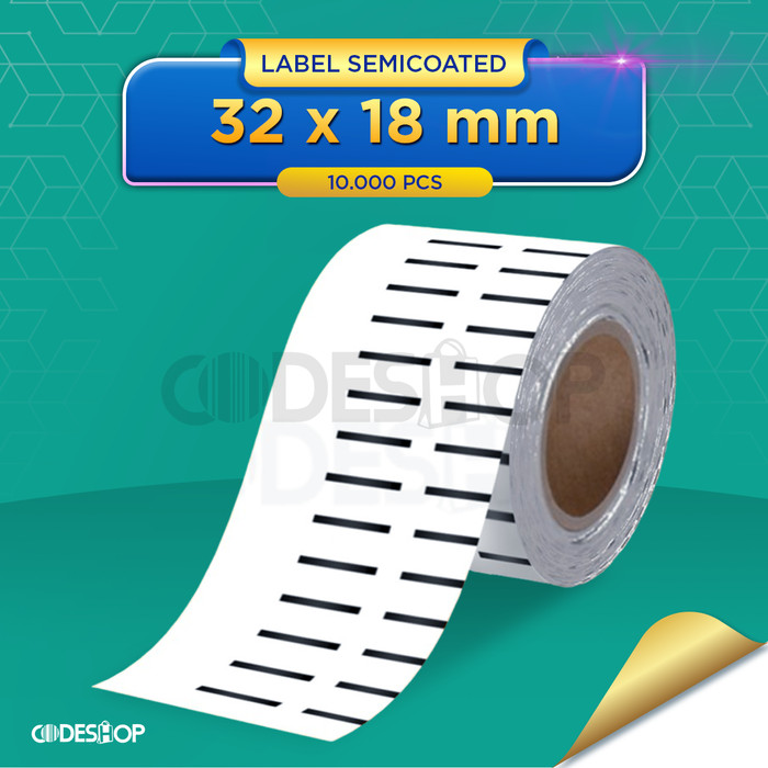 Codeshop Stiker Label Barcode 32 x 18mm Semicoated 3&quot; Core isi 10000 pcs