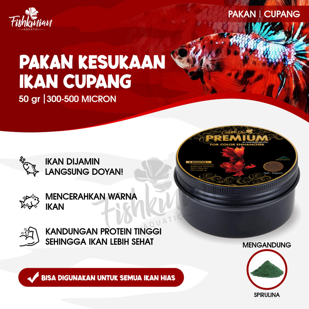 Pelet Cupang Premium Fishkinian dengan Spirulina untuk Mencerahkan Warna Ikan Cupang