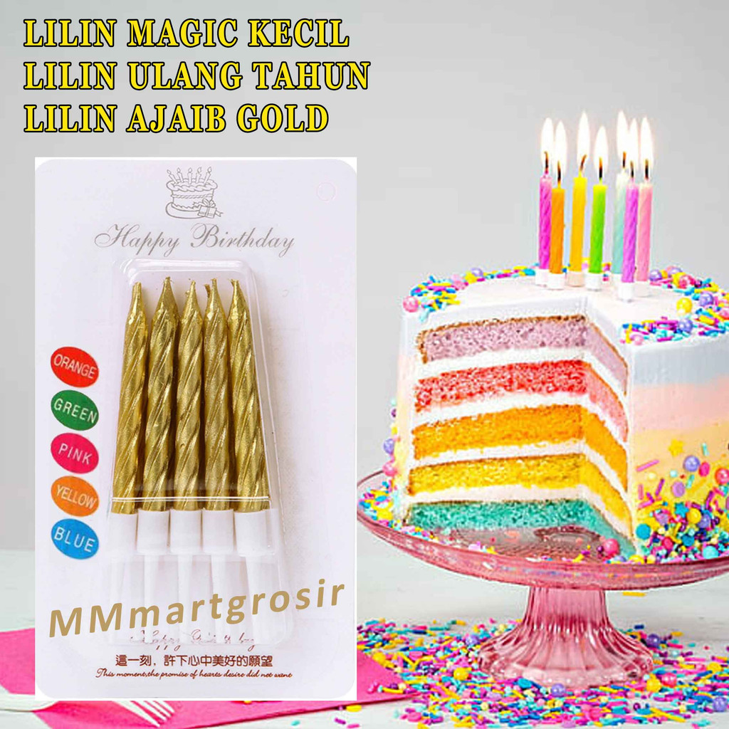 Lilin Magic / Lilin Ulang Tahun / Lilin Ajaib Gold / Isi 10pcs