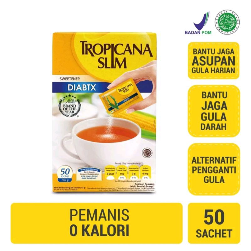 

Tropicana Slim Sweetener DIABTX Box isi 50 sachet