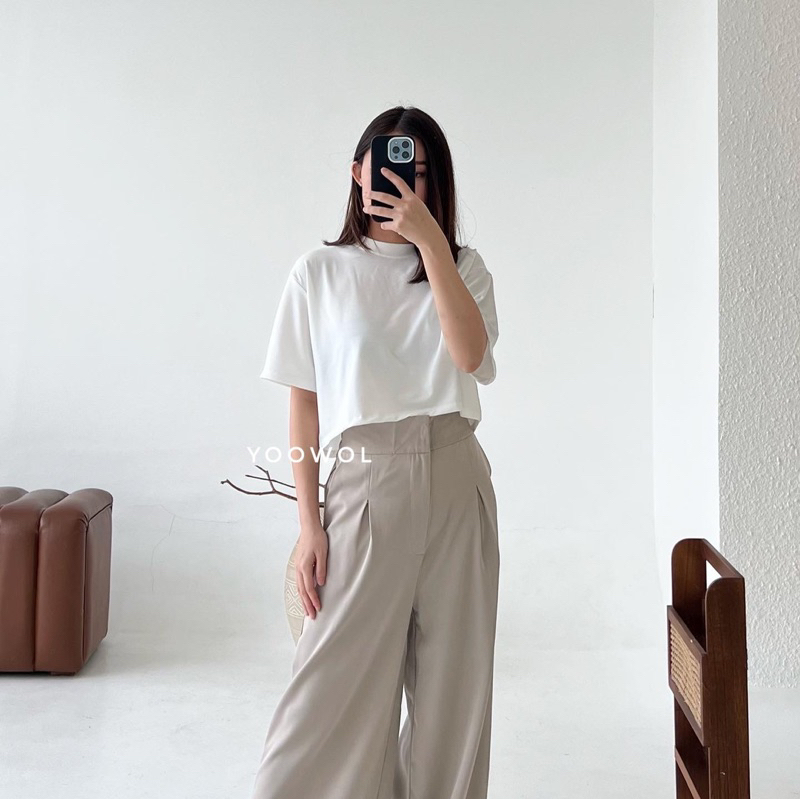 Lora Basic Top/Atasan Lengan Pendek Wanita Basic Casual Outfit