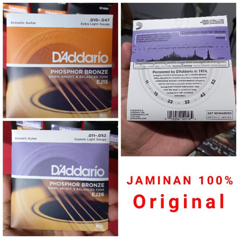 SENAR GITAR D ADDARIO EJ 15 EJ 26 DADDARIO D'ADDARIO ORIGINAL USA AKUSTIK