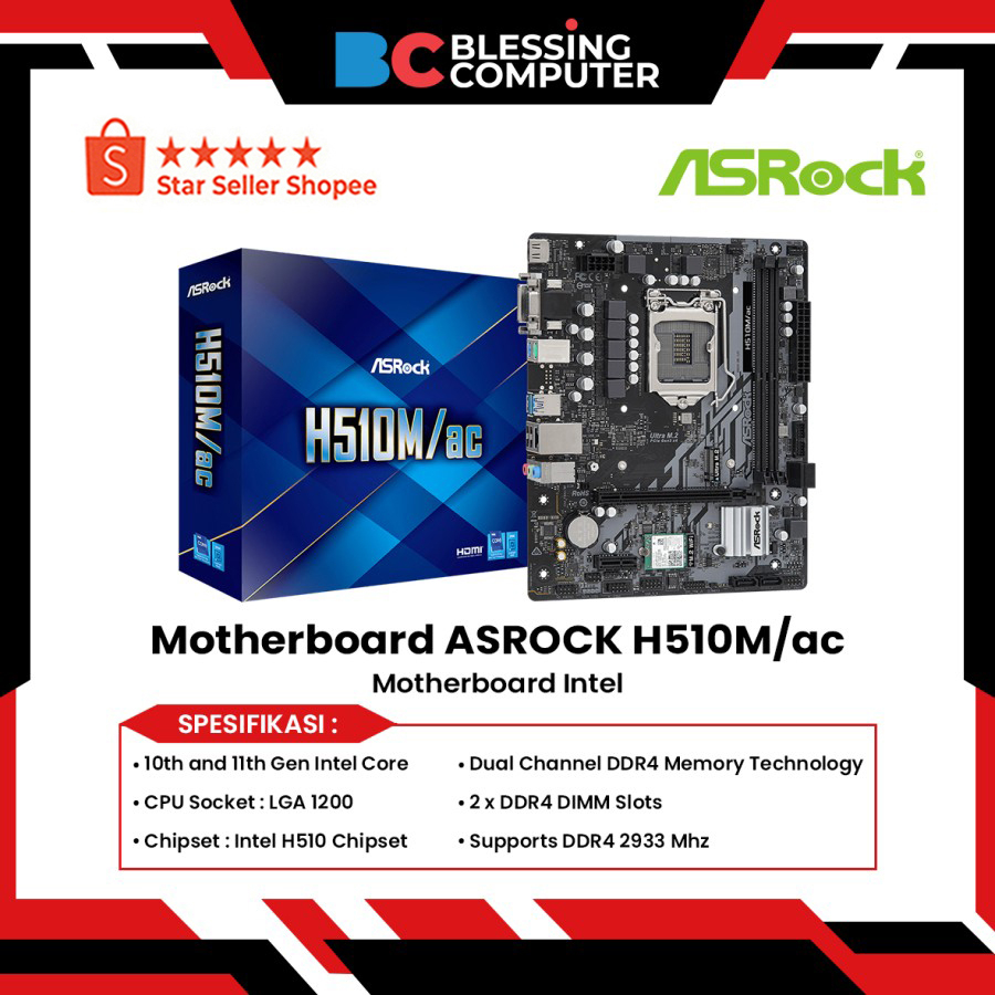 Motherboard ASROCK H510M/ac 90-MXBFU0-A0UAYZ