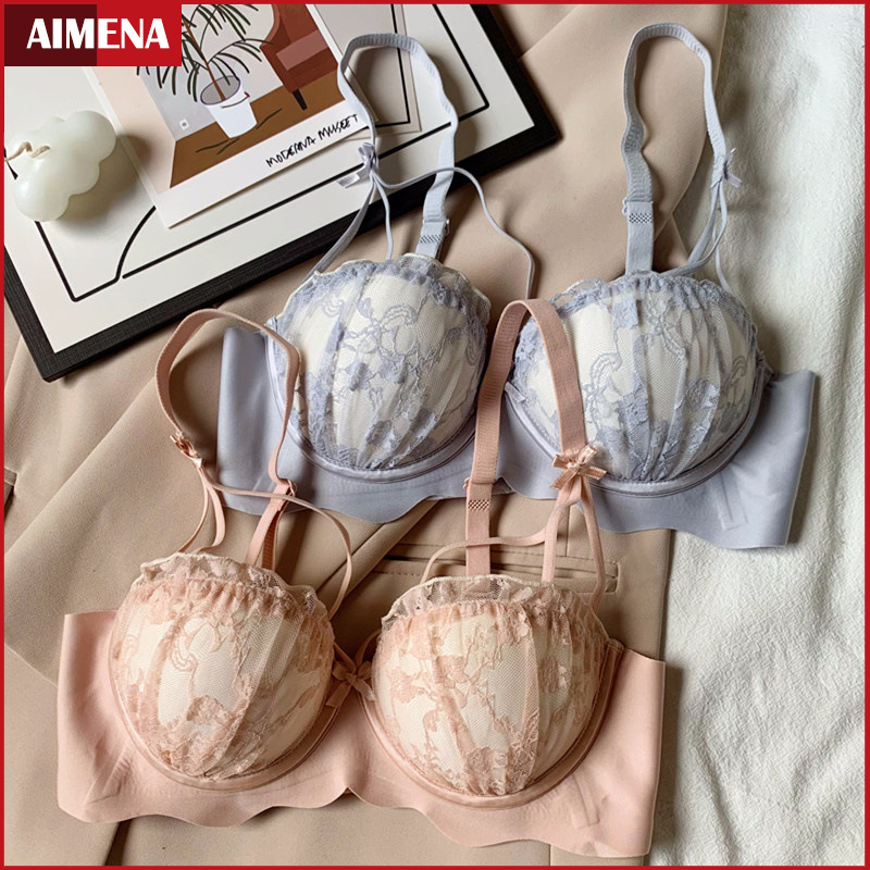 Renda Wanita Bra A / B Cup Tanpa Kawat Bra Nyaman Mulus Lucu