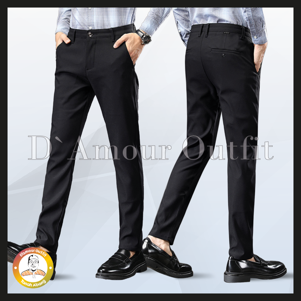 Celana Panjang Formal Pria Pakaian Laki Laki Kerja Kantoran Slimfit Polos Premium Original Clana Bahan Kantor Cowok Dewasa Anak Slim Fit Reguler Atasan Jas Blazer Kemeja Blezer Cargo Cowo Baggy Pants Tartan Kotak Salur Garis Stretch Melar Jumbo Big Size