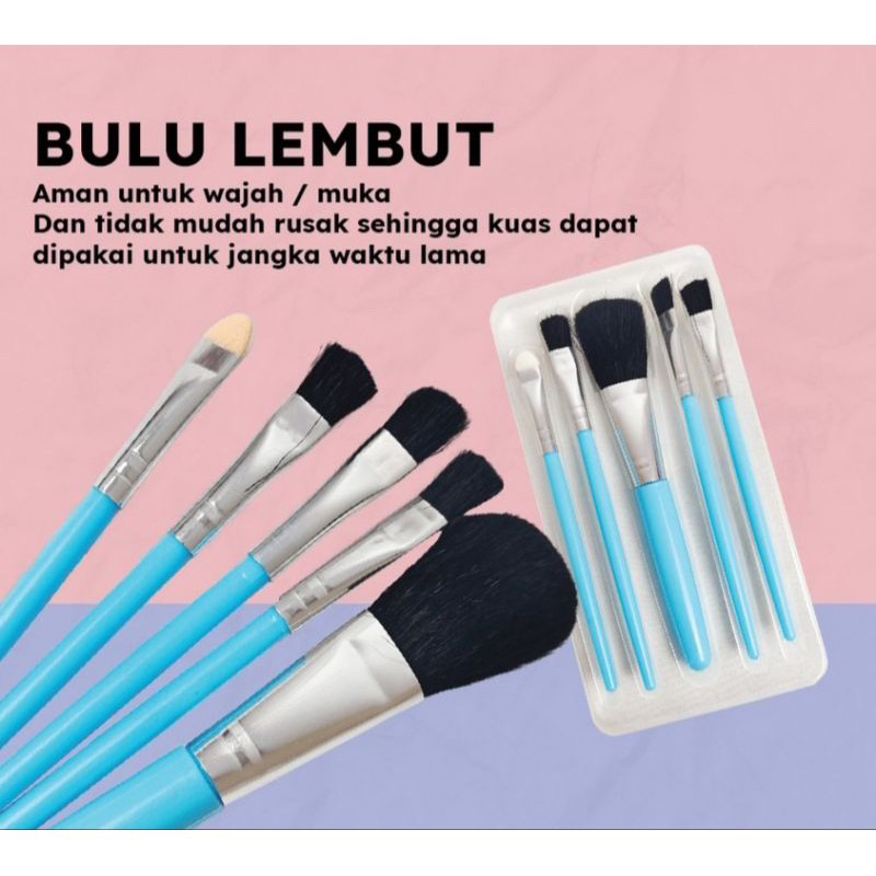 DILASTORE (PERPACK) KUAS MAKEUP EYESHADOW  SET ISI 5 PCS WARNA BIRU