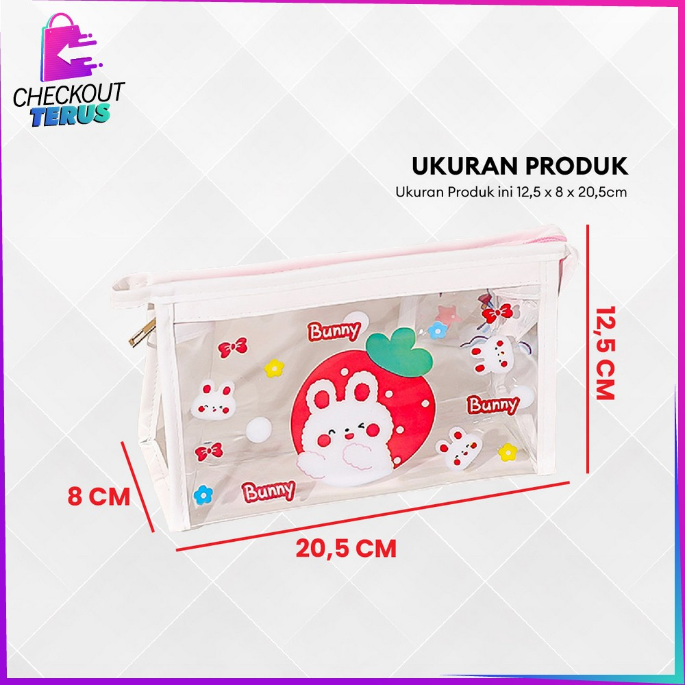 CT A60 Tempat Pensil Transparan Motif Kartun Multifungsi Tas Kosmetik Travel Gaya Korea Tas Pouch Kosmetik Serbaguna