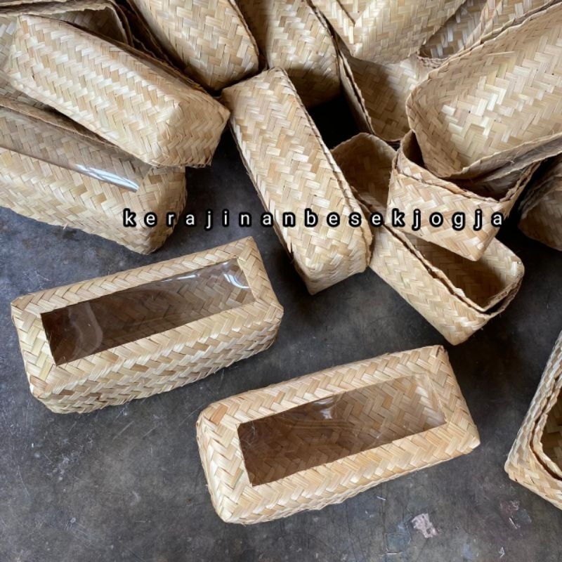 BESEK 22X8 DAN 25X9 MIKA NATURAL  | besek tutup kaca besek persegi panjang hampers hantaran seseraha