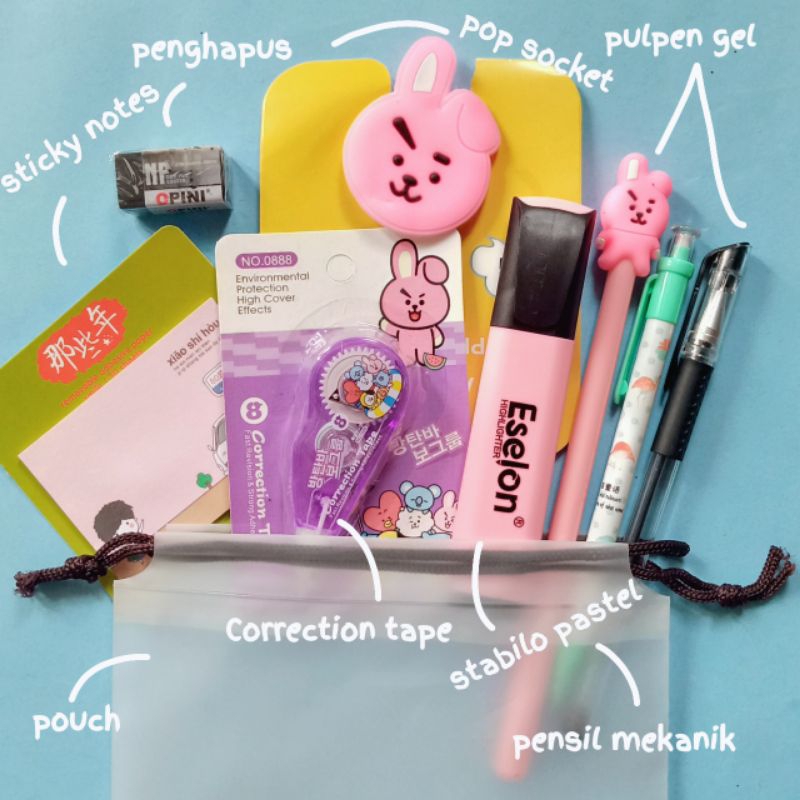 

serbagemes88 - SET ALAT TULIS SEKOLAH KARTUN KOREA 9 in 1/ STATIONERY SET FANCY / ALAT TULIS SET / STATIONERY SET